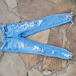 American Eagle Next Level Stretch Thrashed Distress Super High-Rise Jeggings 6